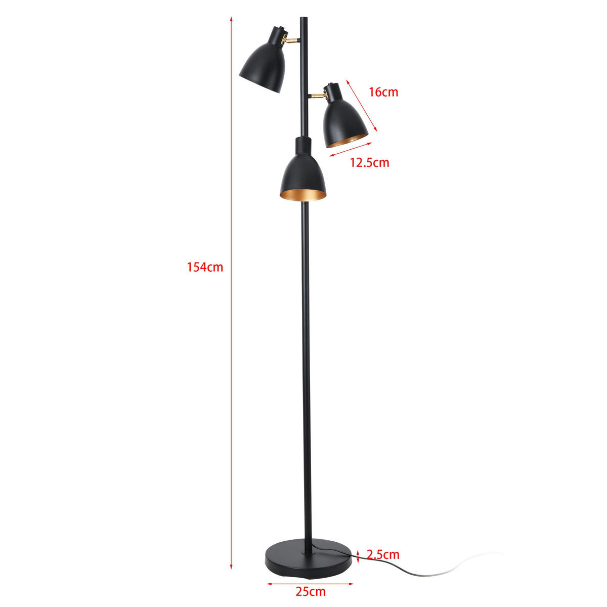 STEHLEUCHTE Witney - Schwarz, Metall (25/25/154cm) - lux.pro