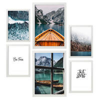 POSTER Set Mit 6 Wintersee Wandbild A3 & A4 Weißer Rahmen - Weiß, Papier (29/3cm) - Nacnic