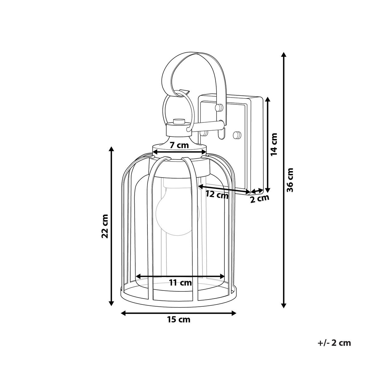 AUSSENWANDLEUCHTE Wooler 17/15/36 cm - Schwarz, Metall (15/36/17cm) - Beliani