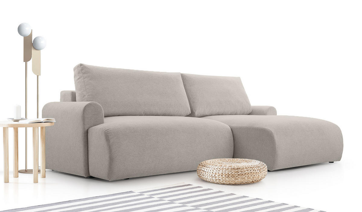 ECKSOFA mit Schlaffunktion Brauel, Beige - Beige, Textil (150/260cm) - Meblito