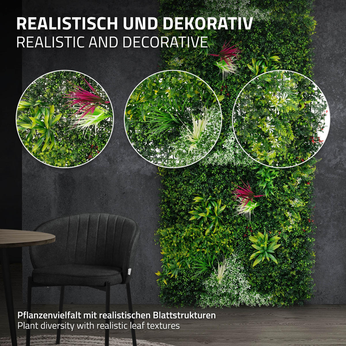 KUNSTPFLANZEN WANDPANEEL Tropical Glow 100x100 cm Grün aus Kunststoff - Dunkelgrün, Kunststoff (100/100/16cm) - ECD-Germany
