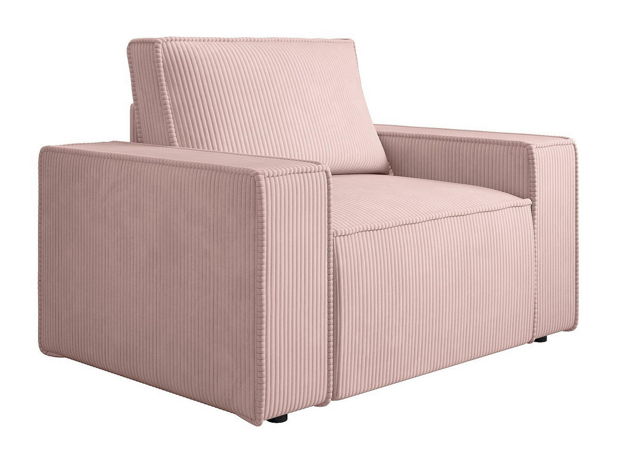 SESSEL mit gerader Rückenlehne - 1 Person - samt - puderrosa Amelia - Rosa, Textil (120/85/86cm) - Vente-Unique