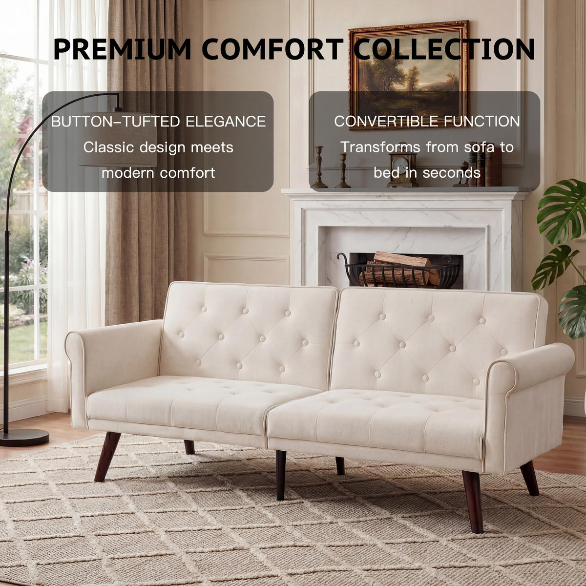 SCHLAFSOFA 150/89/70 cm in Beige Samt mit Verstellbarer Rückenlehne - Beige, Textil (172/70/89cm) - Oxeza