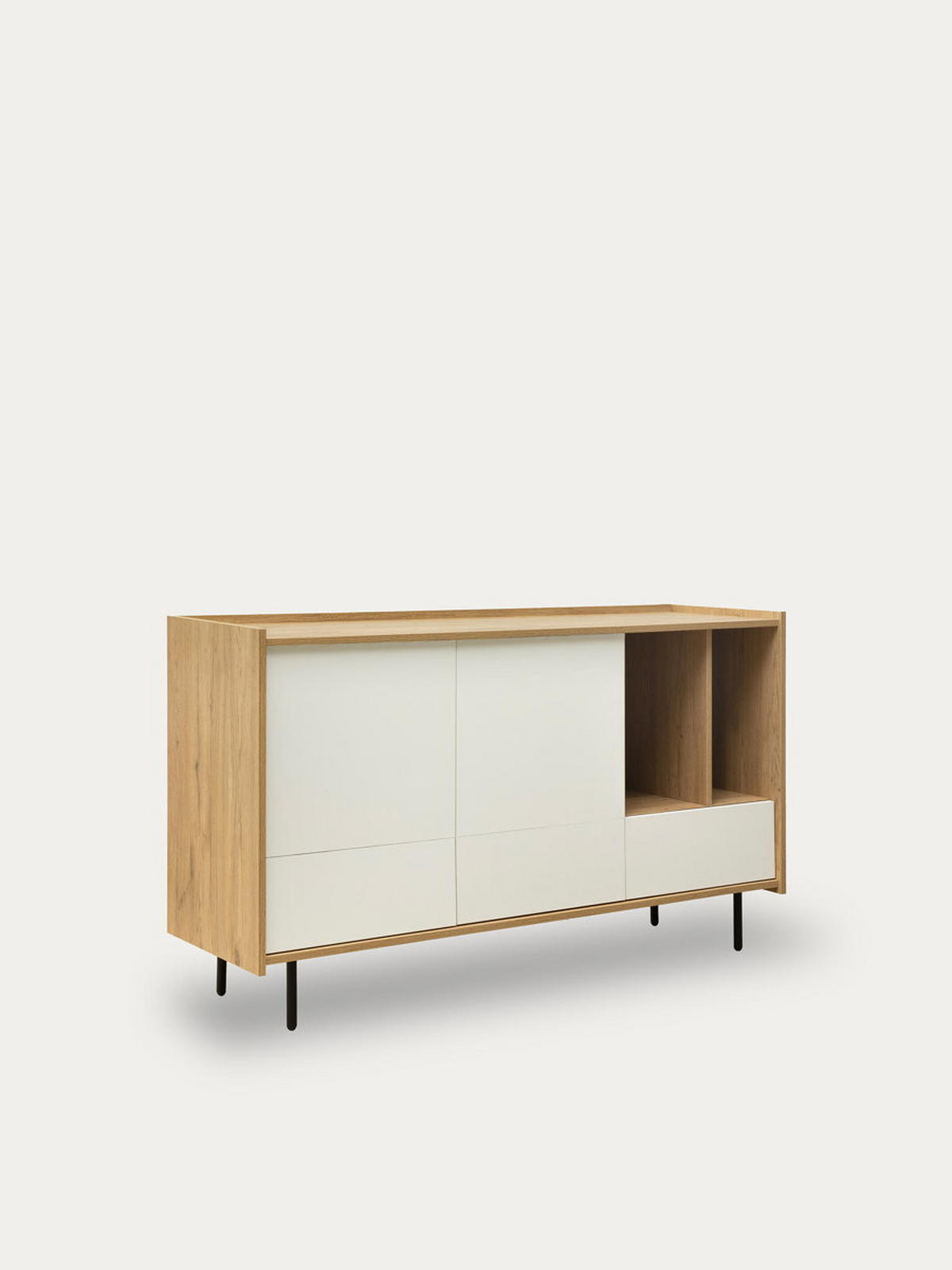 SIDEBOARD Nadine Natur - Weiß 139.5 cm x 80 cm - Braun, Holzwerkstoff (139/80/41cm) - Kenay Home