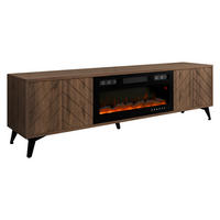 TV-LOWBOARD Xylix Bis 2D EF mit Elektrische Kamin - Nussbaumfarben/Schwarz, Holzwerkstoff/Metall (184/53/40cm) - MIRJAN24