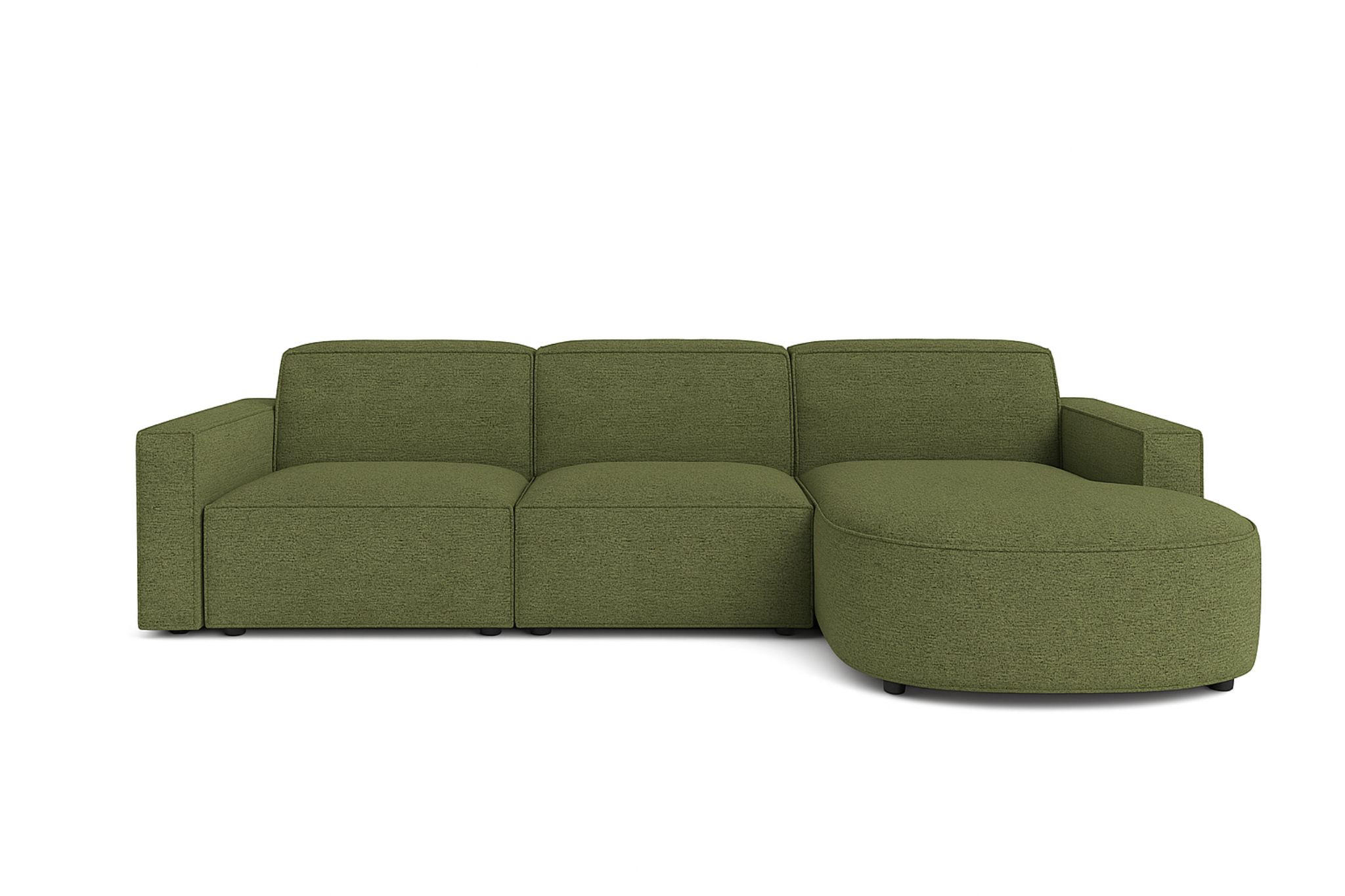 ECKSOFA Cursal Round L-Form, Stoff Artico, Moss, Rechts - Grün, Holz (284/166cm) - Kaiser Möbel