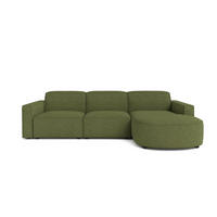 ECKSOFA Cursal Round L-Form, Stoff Artico, Moss, Rechts - Grün, Holz (284/166cm) - Kaiser Möbel