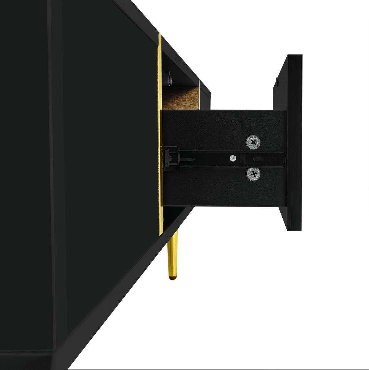 COUCHTISCH 100/60/41,5 cm mit 2 Schubladen, Hochglanz-Design und goldfarbenen Metallelementen, Schwarz - Schwarz, Holzwerkstoff (100/60/41.5cm) - Redom