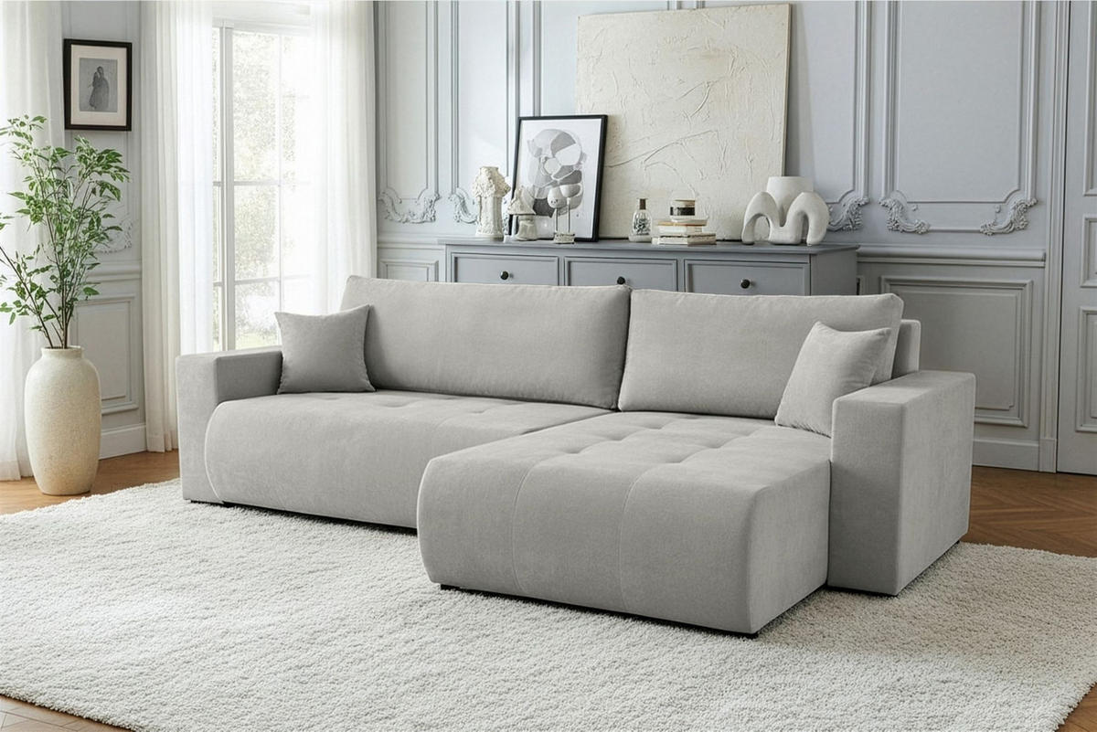 ECKSOFA Armari Mit Schlaffunktion - Grau, Holzwerkstoff/Textil (154/277cm) - Fun Möbel