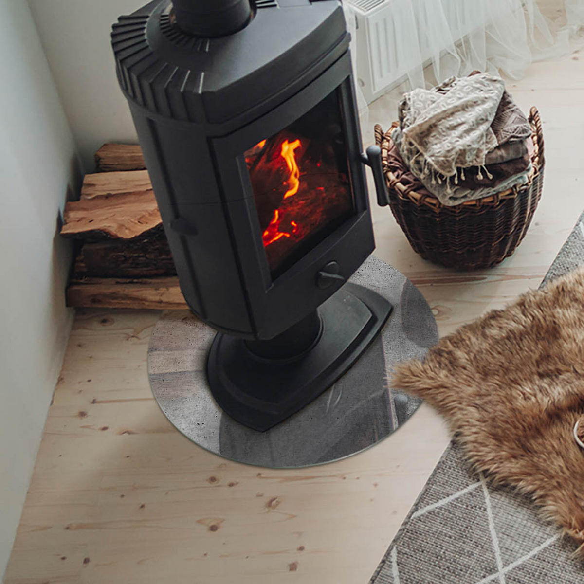 GLASPLATTE für Kamin Ø 50 cm - Grau, Glas (50/50/0.4cm) - TULUP