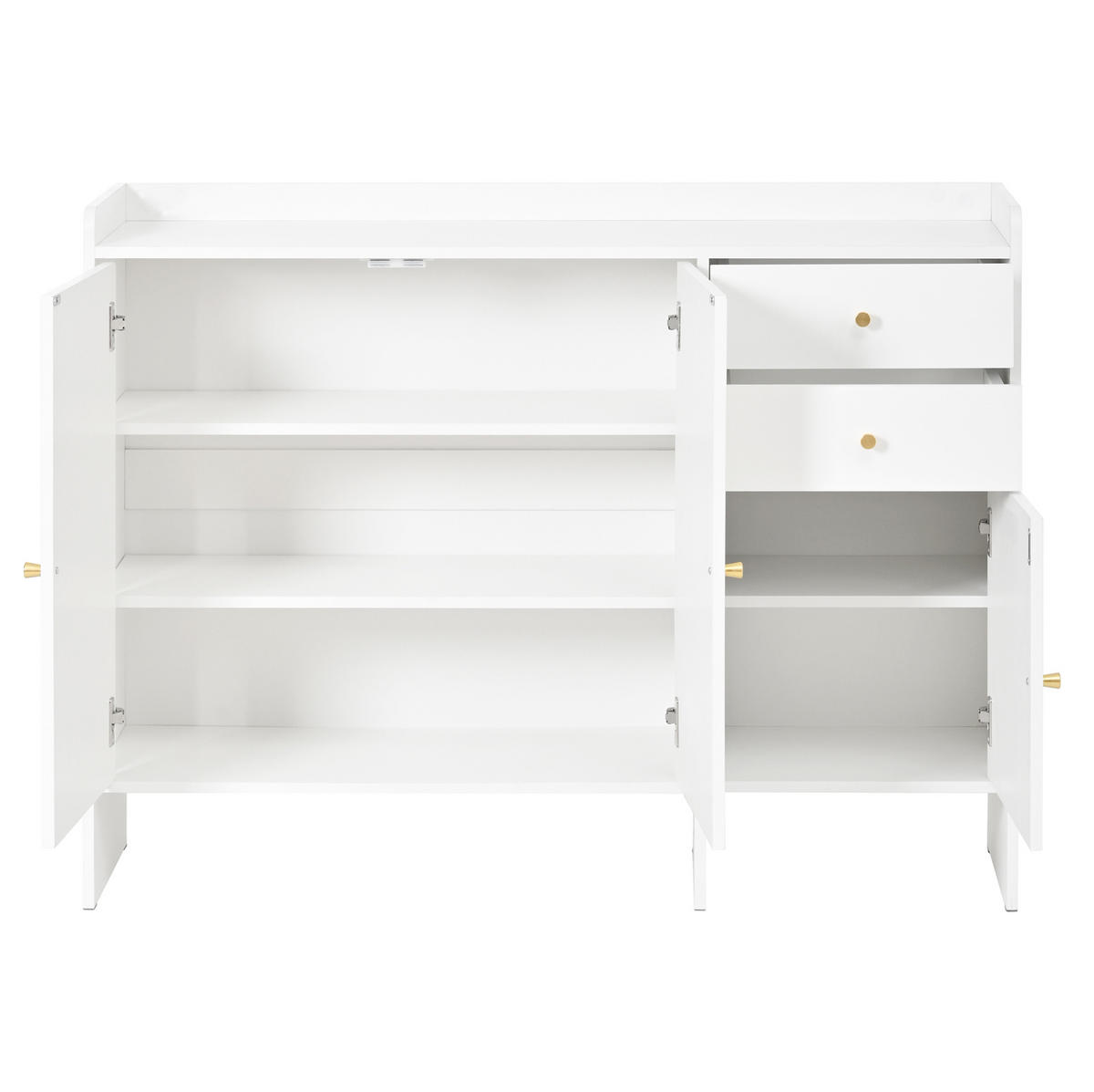 SCHUHSCHRANK 120/35/90 cm aus MDF und Spanplatte mit 3 Türen, 2 Schubladen und Kippschutz, Weiß - Weiß, Holzwerkstoff (120/90/35cm) - Redom