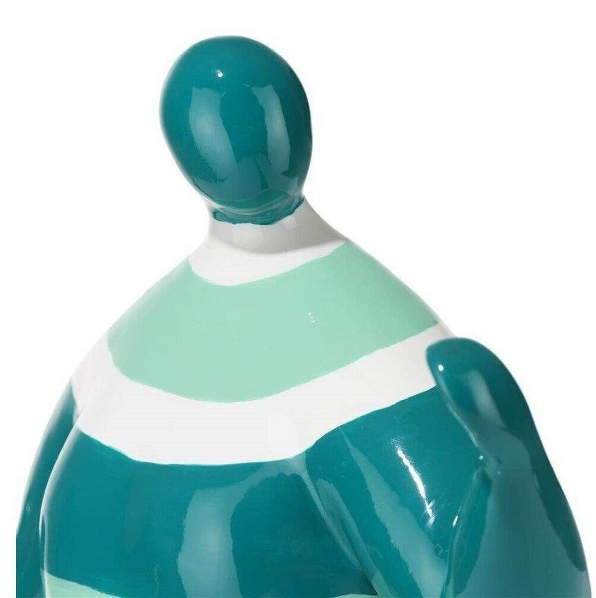 SKULPTUR Kung Fu Polyresin Handbemalt - Weiß/Grün, Keramik (35/28/17cm) - COCOMaison