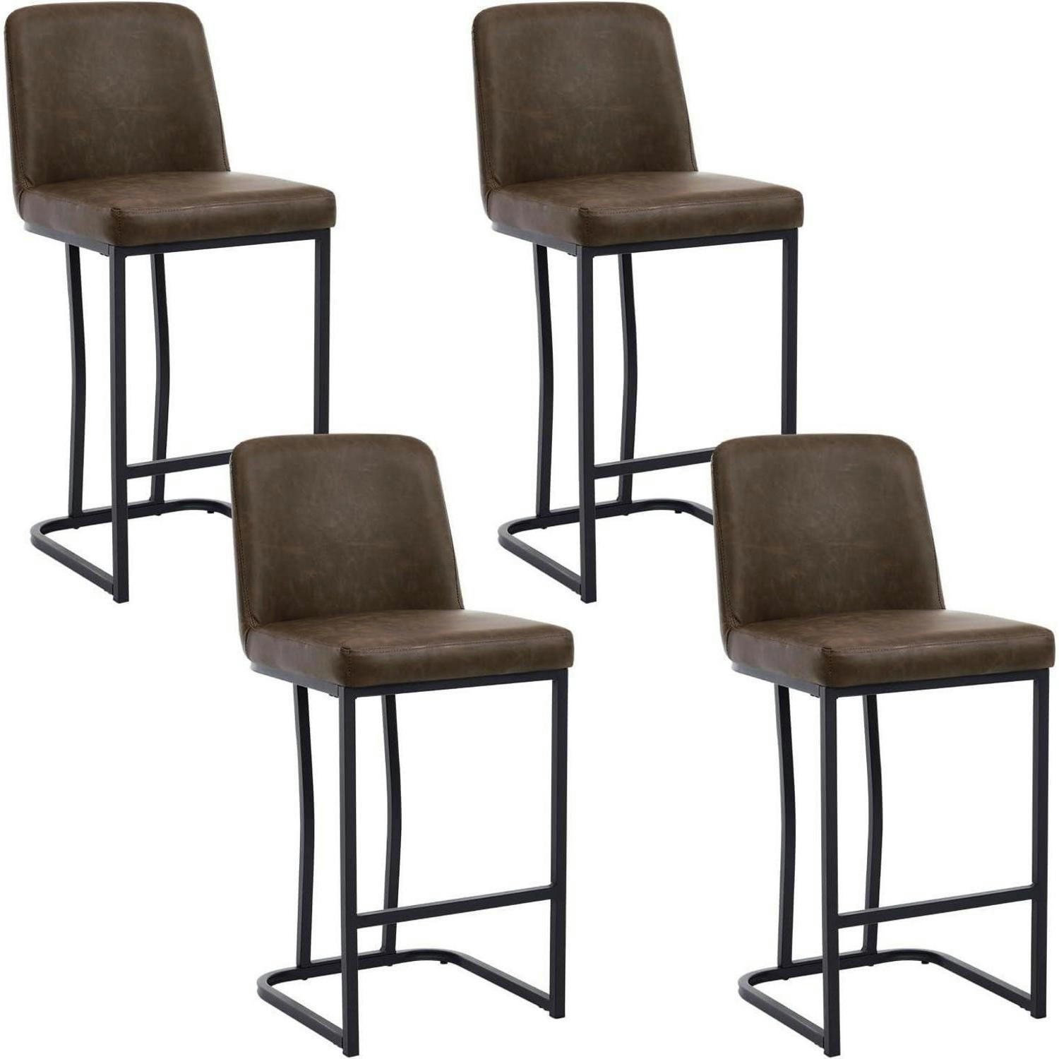 BARHOCKER 4er Set aus PU-Leder Braun - Braun, Kunststoff (42/100/49cm)
