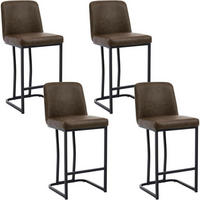 BARHOCKER 4er Set aus PU-Leder Braun - Braun, Kunststoff (42/100/49cm)
