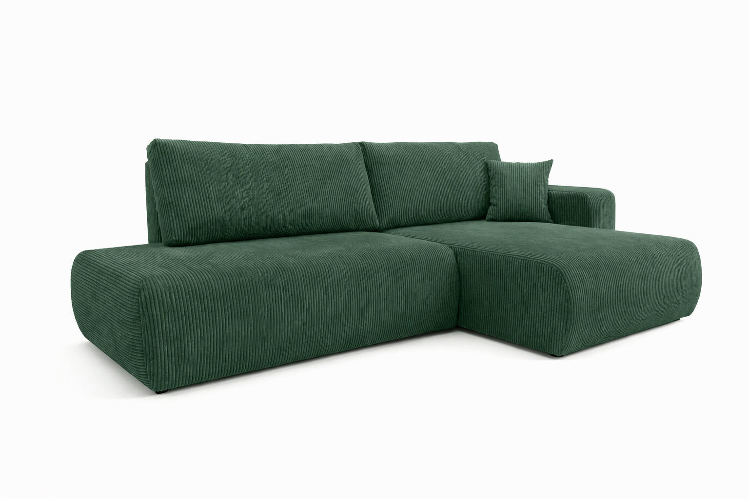 ECKSOFA Mit Schlaffunktion Und Bettkasten, Cordstoff Poso, Grün, Rechts, OPEN XL - Grün, Holz (262/145cm) - Kaiser Möbel