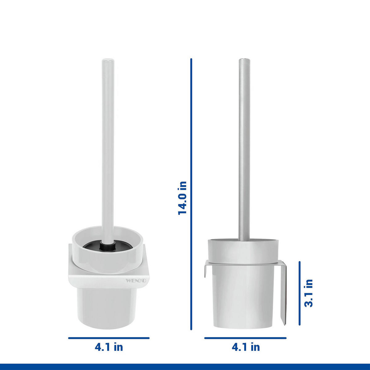 SILIKONBÜRSTE für die Toilette Lizan 10,5/10,5/35,5 cm - Weiß, Metall (10.5/35.5/10.5cm) - Wenko