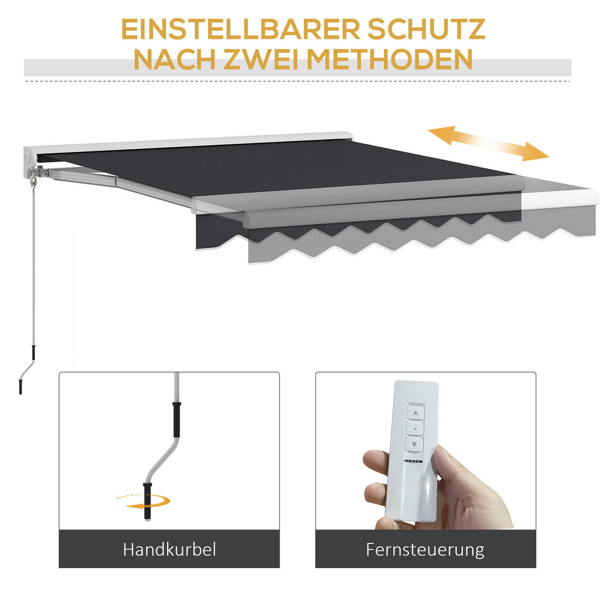 MARKISE, Sand, Aluminium, Polyester - Grau, Metall (250/150/200cm) - Outsunny