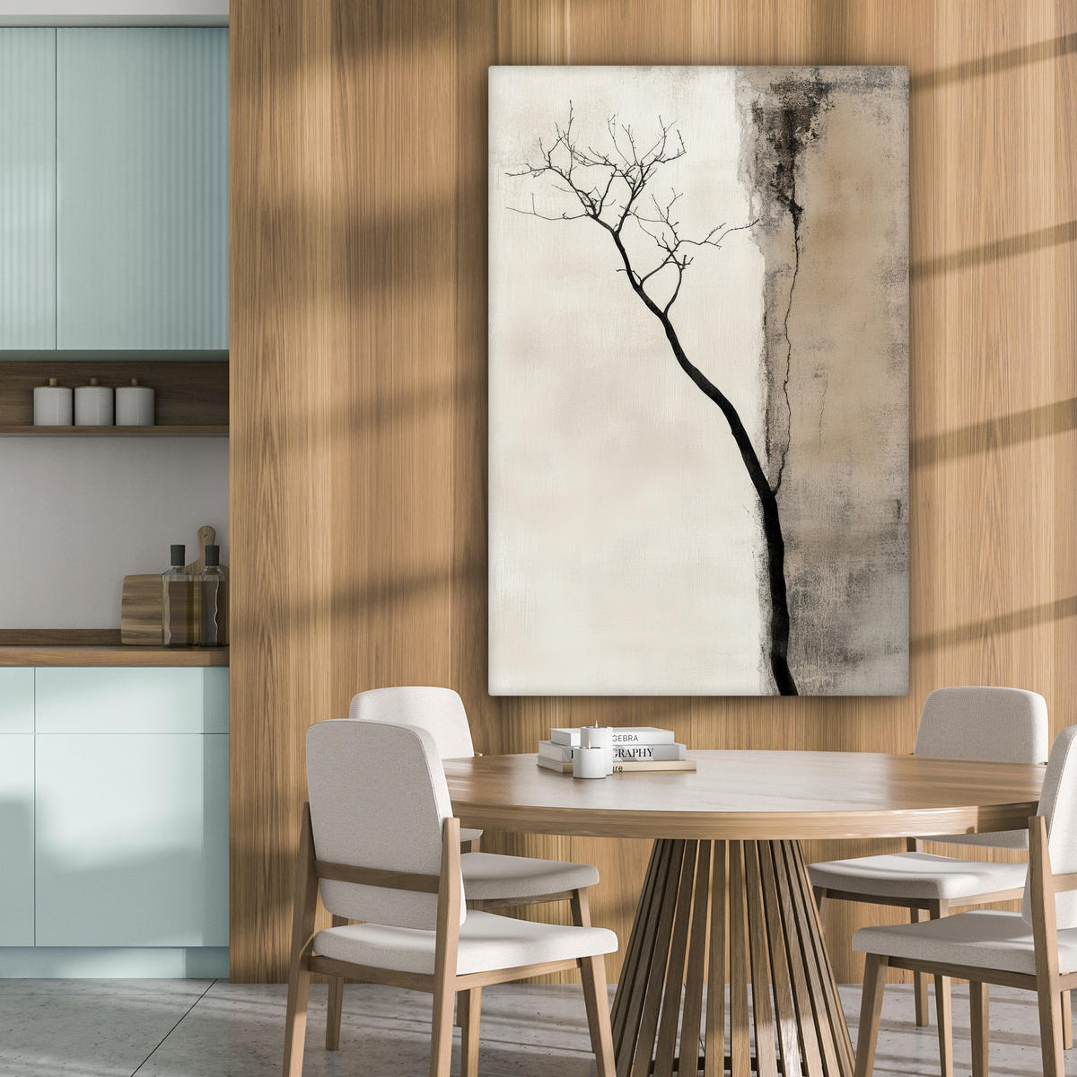 LEINWANDBILD Wabi sabi - Pflanze - Beige Deko Groß 90x140 cm - Taupe, Textil (90/140cm) - MuchoWow