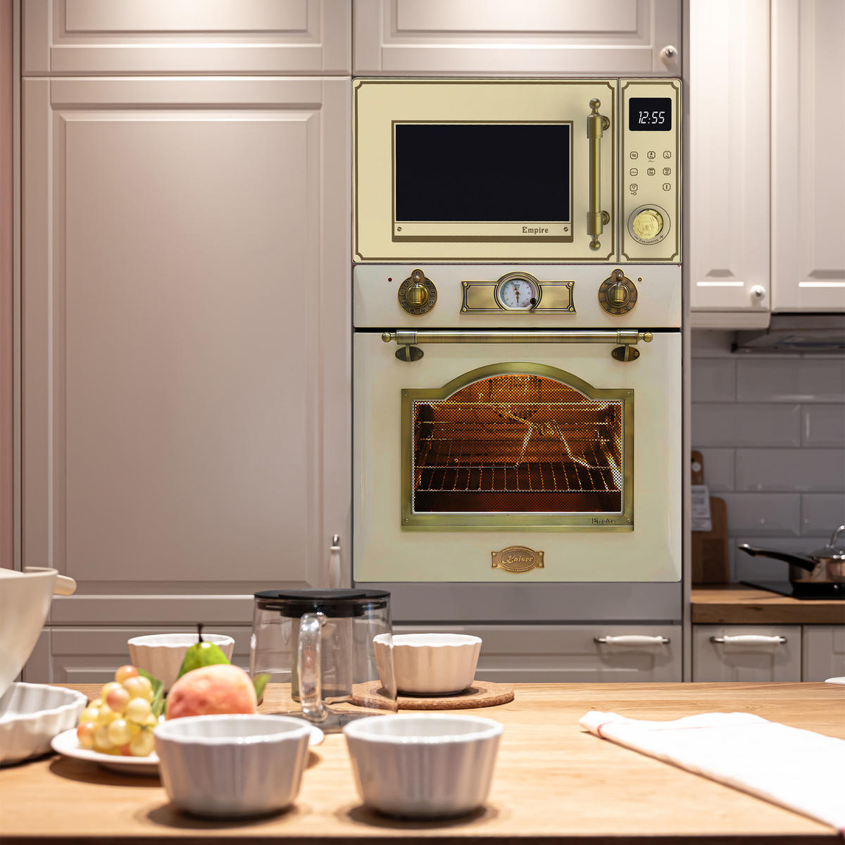 EINBAU-BACKOFEN EH 6355 ElfEm, Elfenbein, 60cm - Creme, Metall (59.4/59.4/56.6cm) - Kaiser