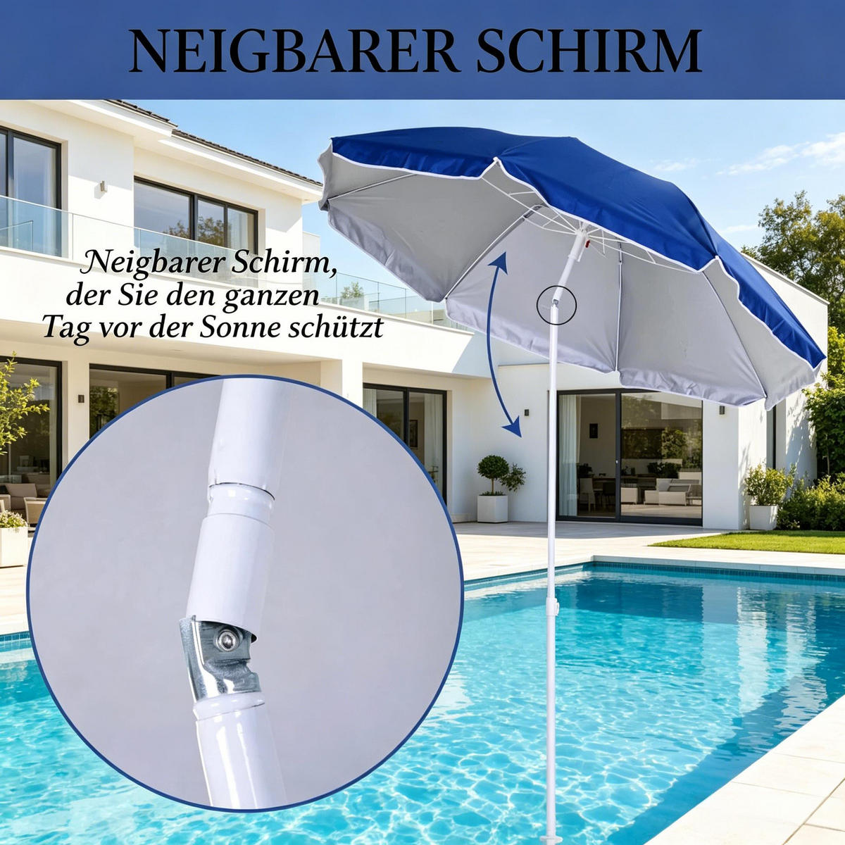 SONNENSCHIRM 160/160/205 cm Blau (Keine Basis) - Blau, Metall (150/150cm) - Oxeza