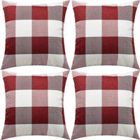 KISSENHÜLLE mit Karomuster – 45 x 45 cm – Rot (4er-Set) - Rot, Textil (45/45cm)