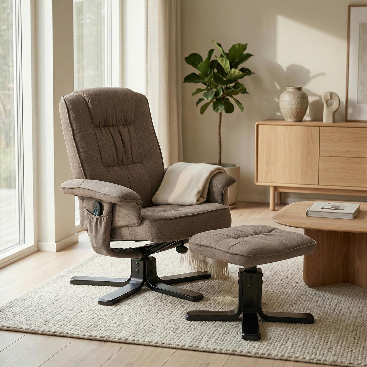 RELAXSESSEL CHARLY - Braun, Textil (76/87/61cm) - IDIMEX