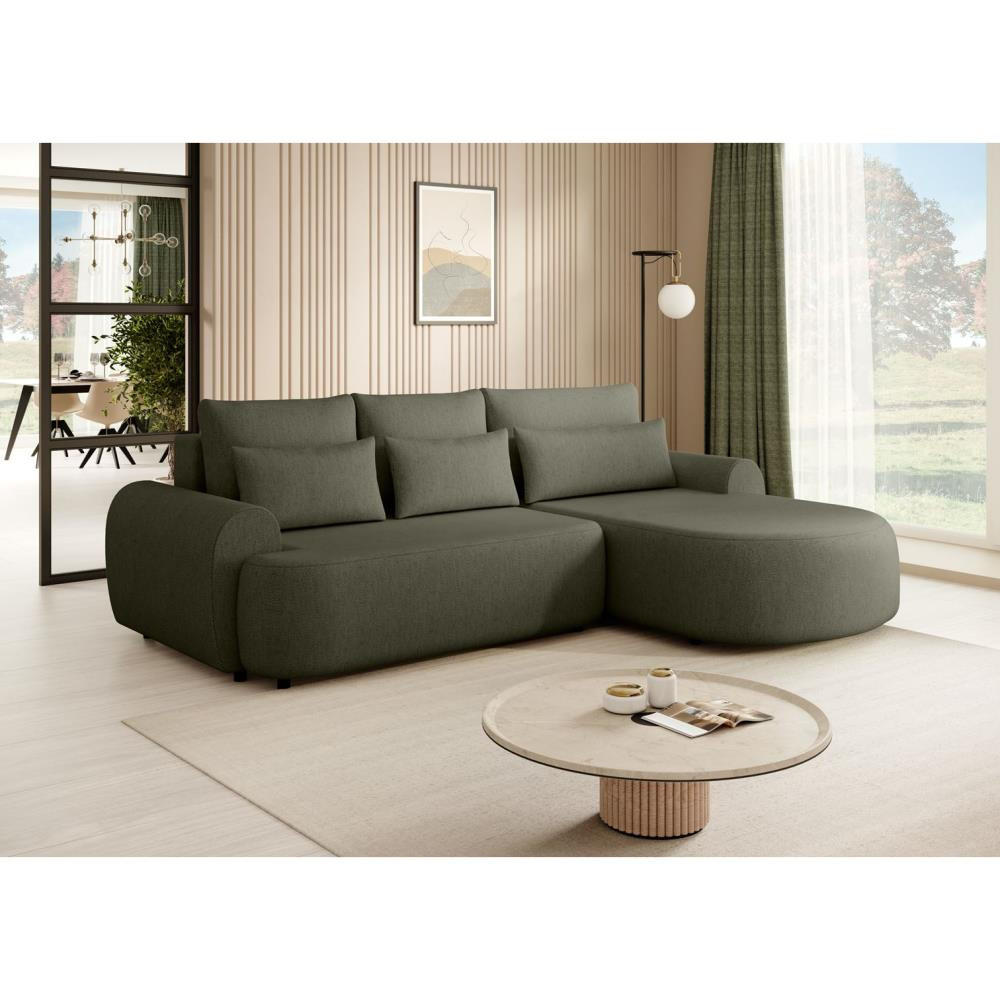 ECKSCHLAFSOFA Olivio L Olivgrün - Schwarz/Olivgrün, Kunststoff/Textil (266/170cm) - Beautysofa