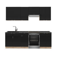 KÜCHENZEILE Fame-Line, Schwarz gestreift/Goldkraft Eiche, 240 cm, AP Anthrazit - Honigeiche/Schwarz, Holzwerkstoff (240/81.6/60cm) - Vicco