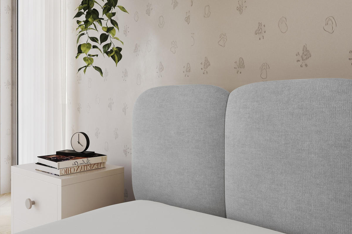 EINZELLBETT Jugendbett mit Bettkasten, Rechts - AVRY 100x200 Grau - Silberfarben/Grau, Holzwerkstoff/Textil (100/200cm) - ALTDECOR