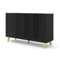 KOMMODE Schwarz 145/90/42 - Schwarz, Holzwerkstoff (145/90/42cm) - RAUMHIRSCH FURNITURE