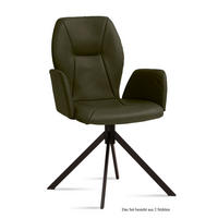 ARMLEHNSTUHL (2er-Set) Davita 58x92x60 Schwarz/Khaki - Dunkelgrün/Schwarz, Kunststoff (60/92/58cm) - 58aufmkessel