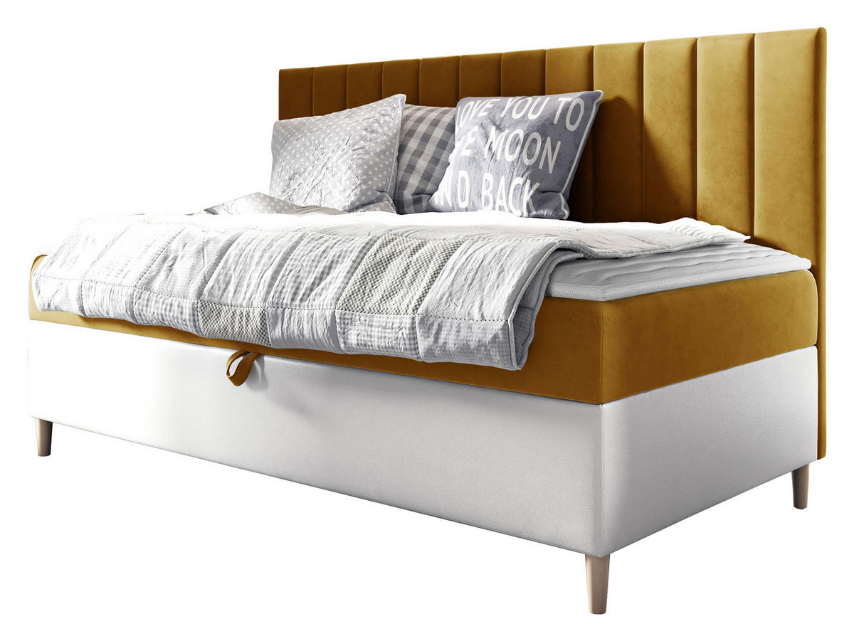 BOXBETT Maja Junior 2 - Gelb/Weiß, Holz (90/200cm) - MIRJAN24