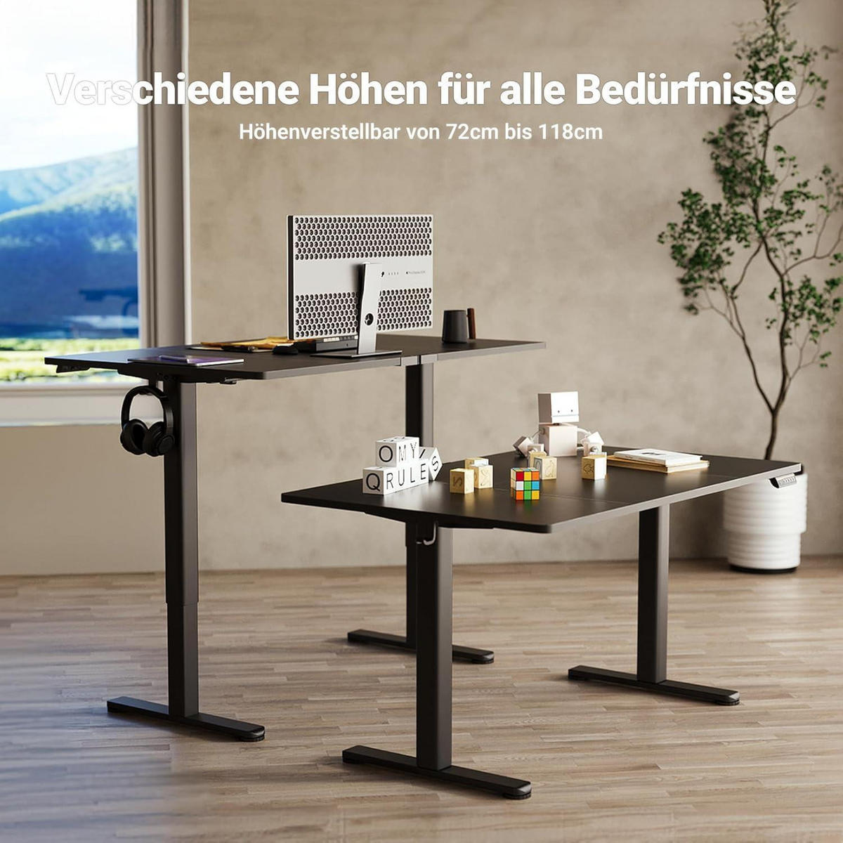SCHREIBTISCH elektrisch höhenverstellbar 160 x 80 cm Schwarz - Schwarz, Holzwerkstoff (70/140/75cm)