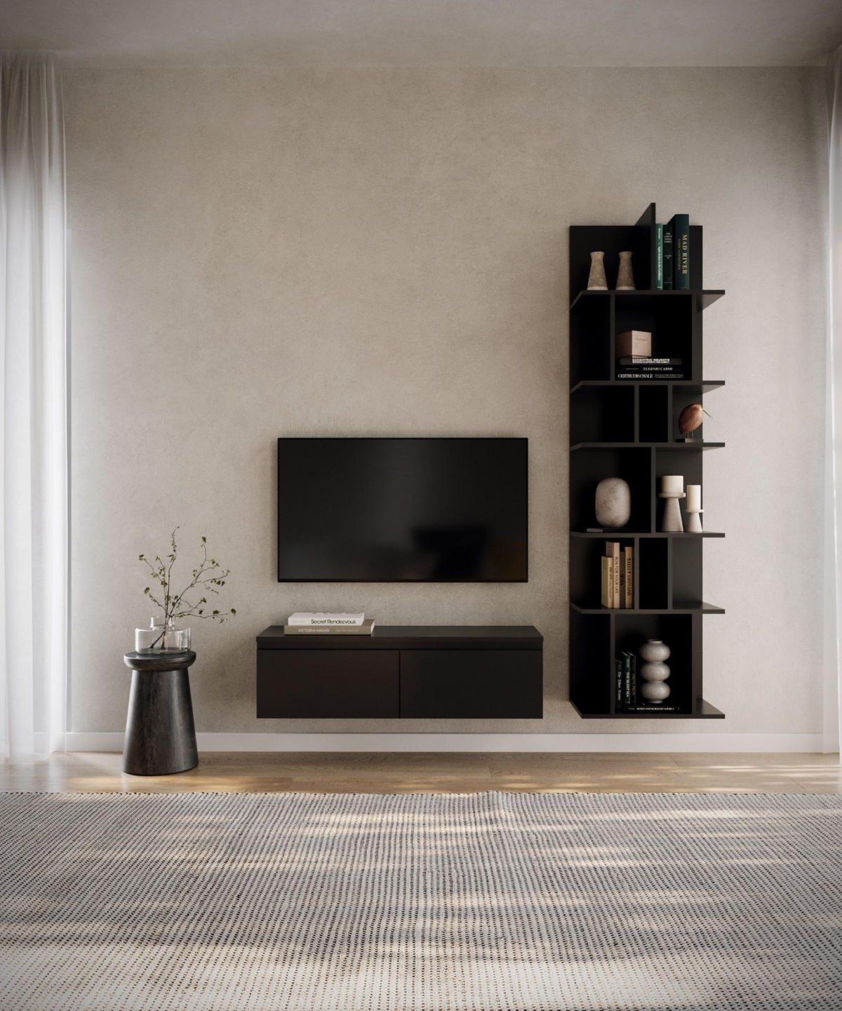 TV-LOWBOARD Bemmi Schwarz 100 cm - Schwarz, Holzwerkstoff (100/28.4/31.8cm) - Selsey