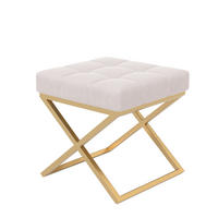 HOCKER LIND 45/45/45 cm, Goldfarben / Hellbeige - Sandfarben/Goldfarben, Textil/Metall (45/45/45cm) - Idohome
