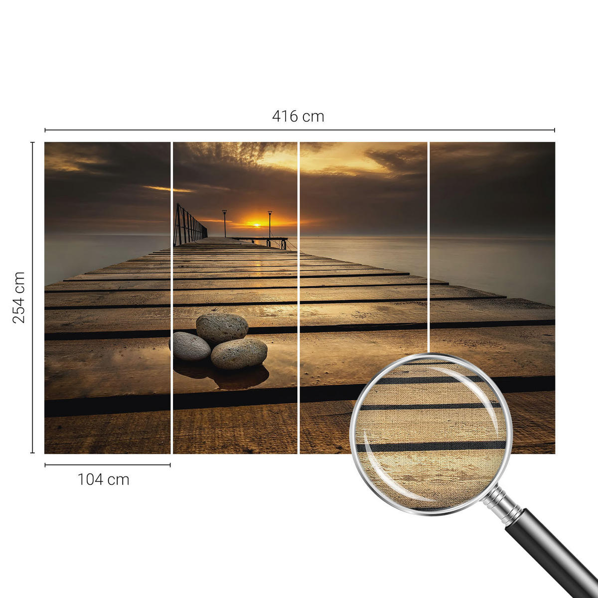 FOTOTAPETE 416x254 cm - Sonnenuntergang - Braun, Textil (416/254cm) - Wallfluent