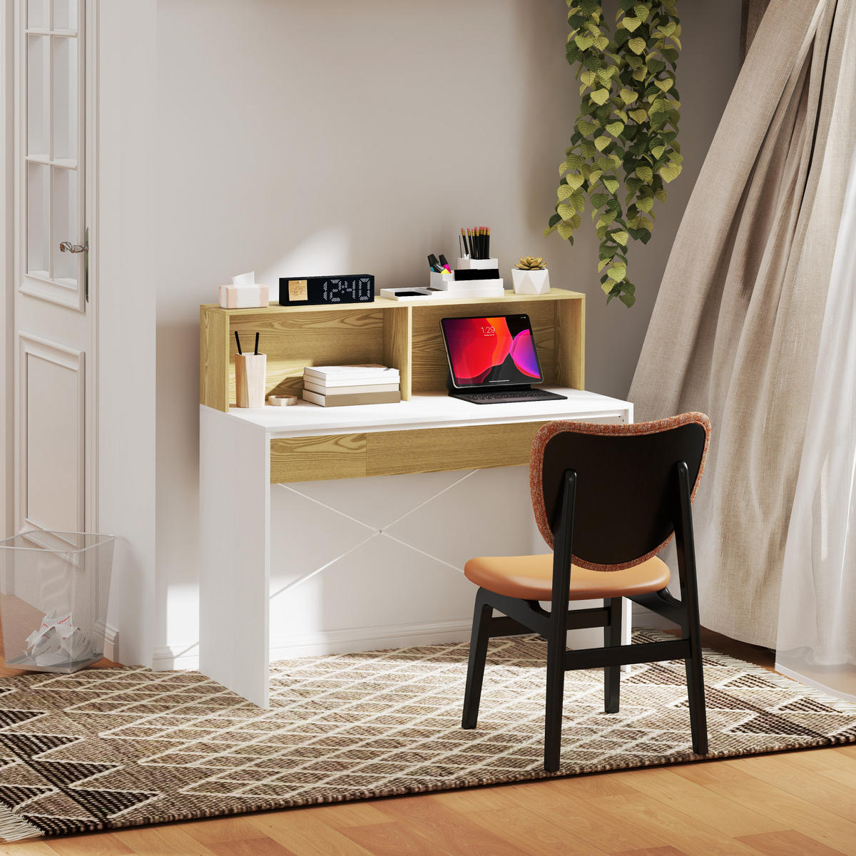 BÜROTISCH Weiß und Naturholz 1 Stück - Multicolor, Holzwerkstoff (80/40/102.6cm) - GiPP