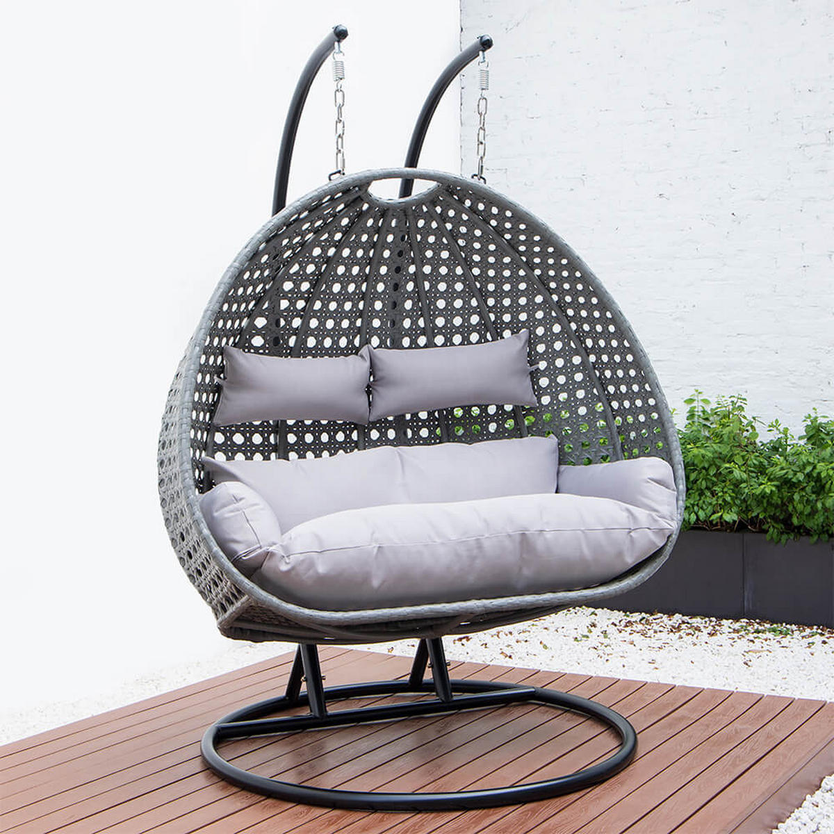 HÄNGESESSEL TWIN - Farbe: Grau, Ausstattung: Pure - Grau, Kunststoff (145/126/74cm) - Home Deluxe