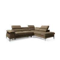 ECKSOFA MESTO Grün Velours-Stoff mit Schlaffunktion - Grün, Holz (280/214cm) - MASSENO