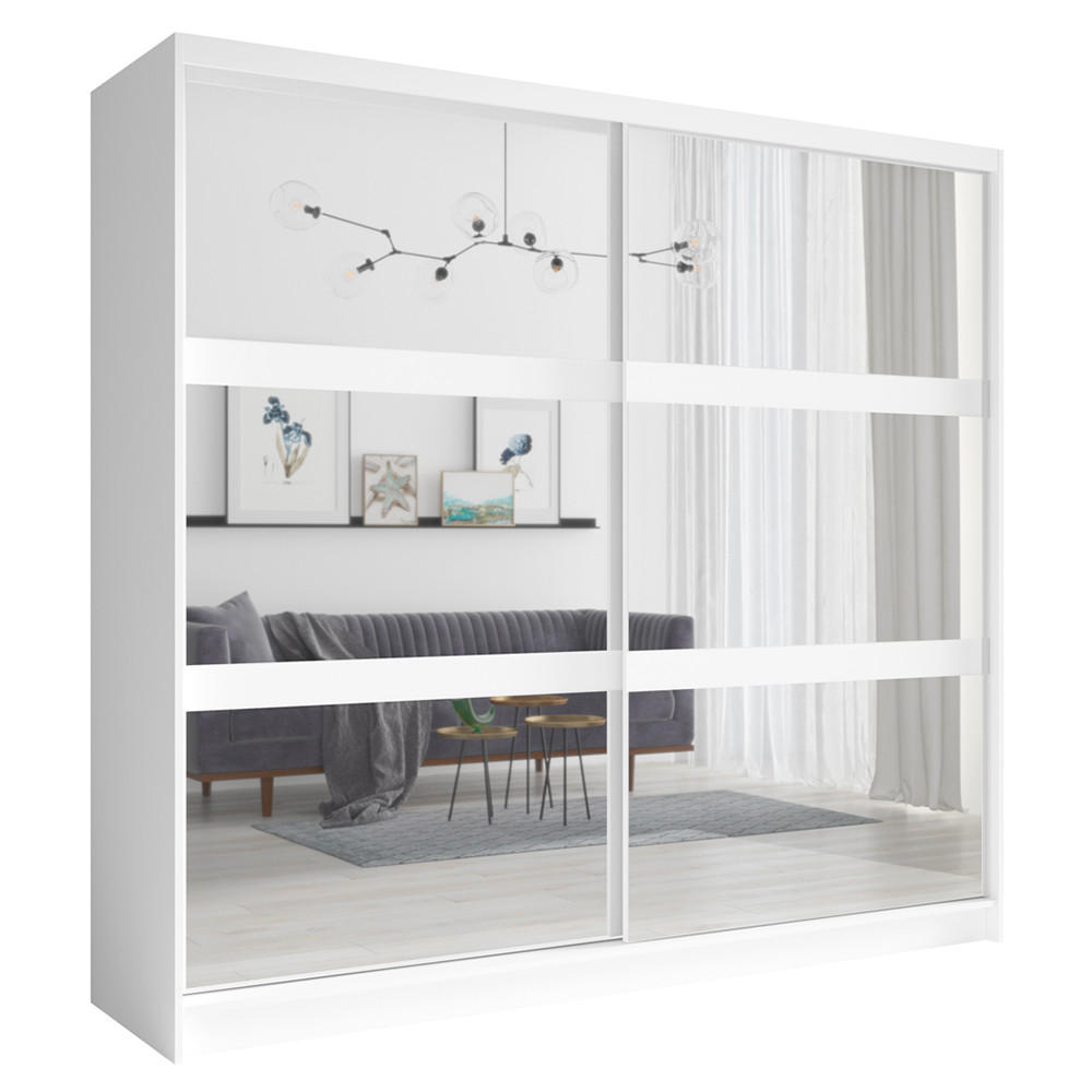 Lomado Schwebetürenschrank Weiß 230x215x62 cm