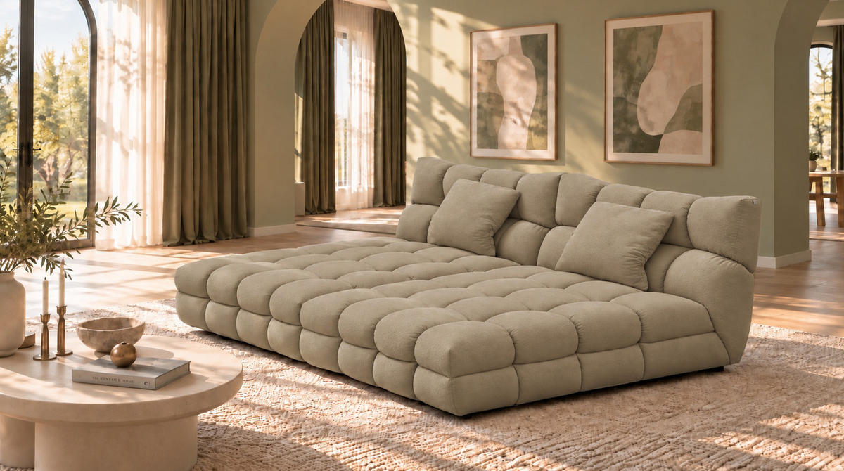BIG SOFA AMIA Taupe Velvet - Taupe/Schwarz, Kunststoff/Textil (290/86/178cm) - KAWOLA