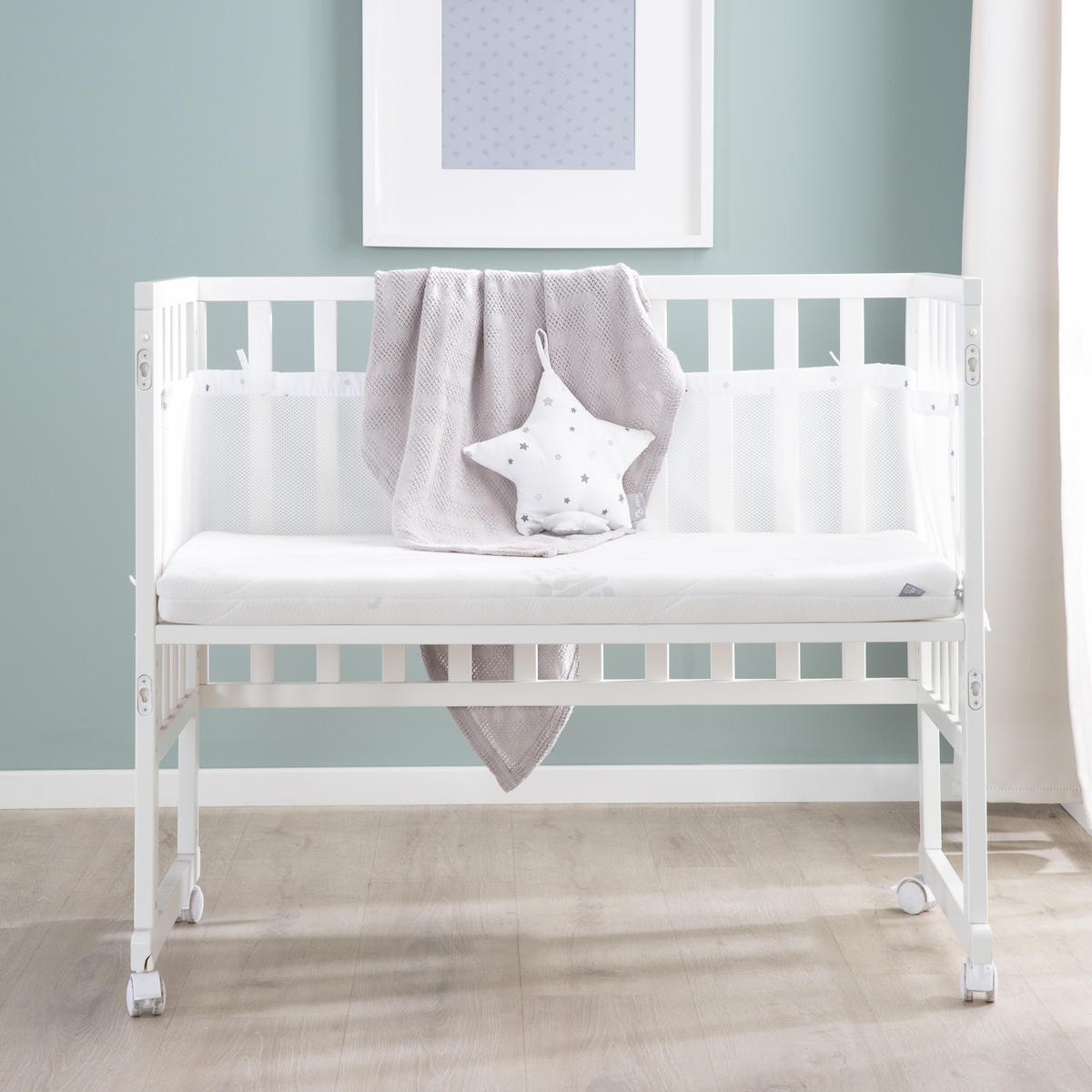BEISTELLBETT Sternenzauber grau 3in1 Set 90 x 45 cm - Creme/Weiß, Holzwerkstoff (45/90cm) - Roba