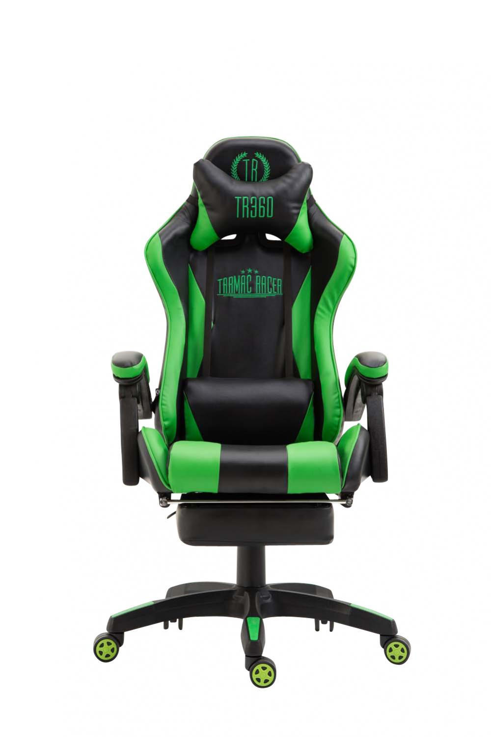 CHEFSESSEL Lederlook schwarz/grün - Schwarz/Grün, Kunststoff/Textil (66/121/58cm) - CLP