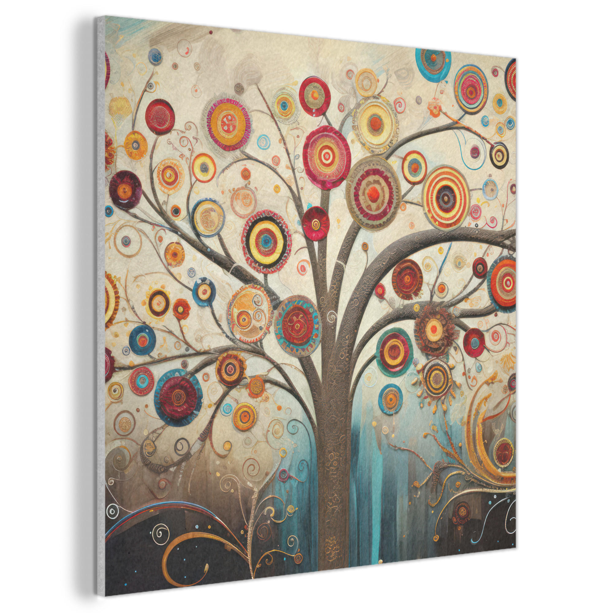 AKUSTIKBILD Baum - Baum des Lebens - Farbe Akustikpaneele 90x90 cm - Braun, Kunststoff (90/90/0.9cm) - MuchoWow