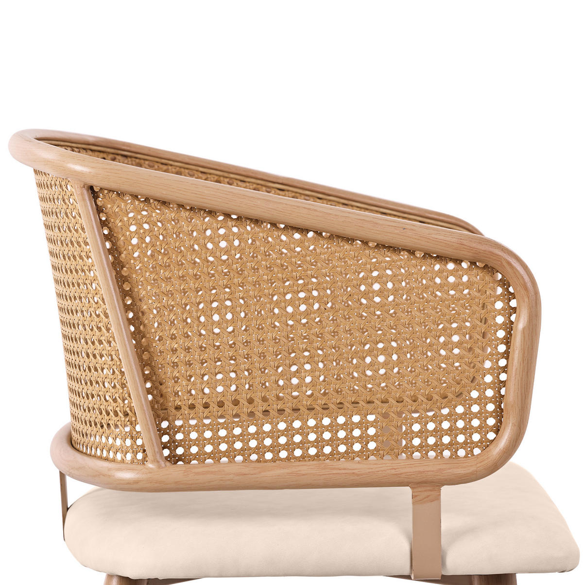 ESSZIMMERSTÜHLE 2er-Set Rattan-Rückenlehne PU-Leder Beige/Braun - Beige, Holz (51/79/47cm) - Meubliv