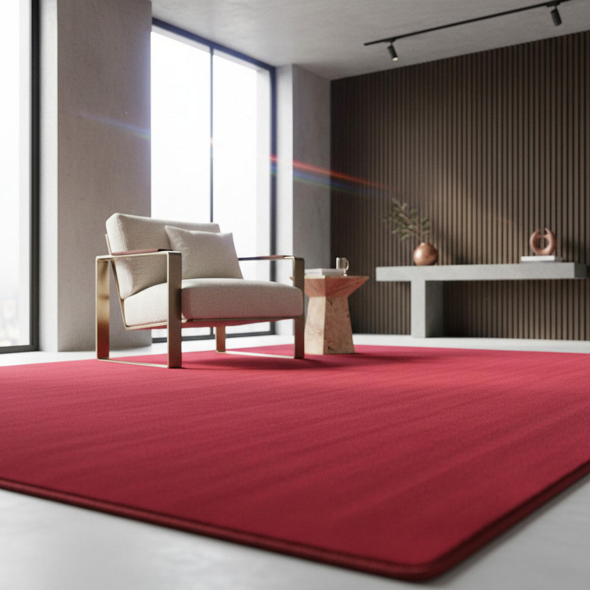 TEPPICH Kurzflor Uni-Farbe Microfaser Antirutsch Wohnzimmer waschbar Rot Läufer 60x110 - Rot, Textil (60/110cm) - KADIMA DESIGN
