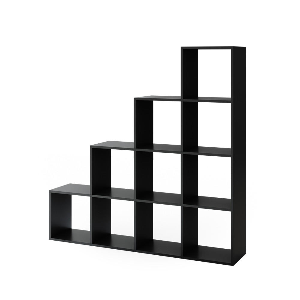 TREPPENREGAL Schwarz 142.5 x 140 cm - Schwarz, Holzwerkstoff (142.5/140/29cm) - Vicco