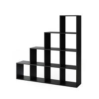 TREPPENREGAL Schwarz 142.5 x 140 cm - Schwarz, Holzwerkstoff (142.5/140/29cm) - Vicco