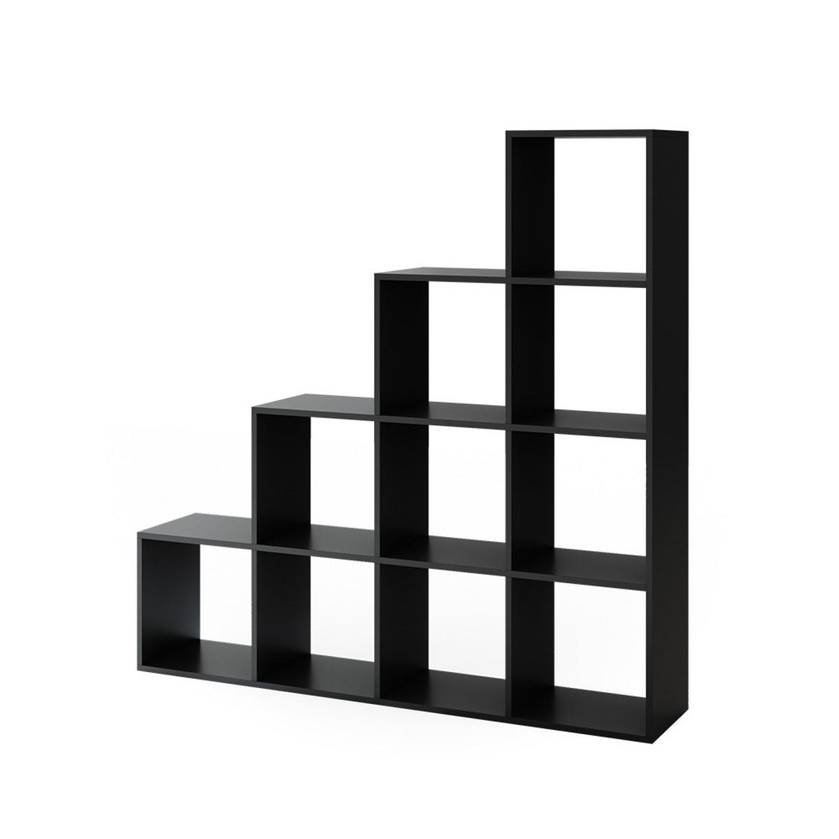 TREPPENREGAL Schwarz 142.5 x 140 cm - Schwarz, Holzwerkstoff (142.5/140/29cm) - Vicco