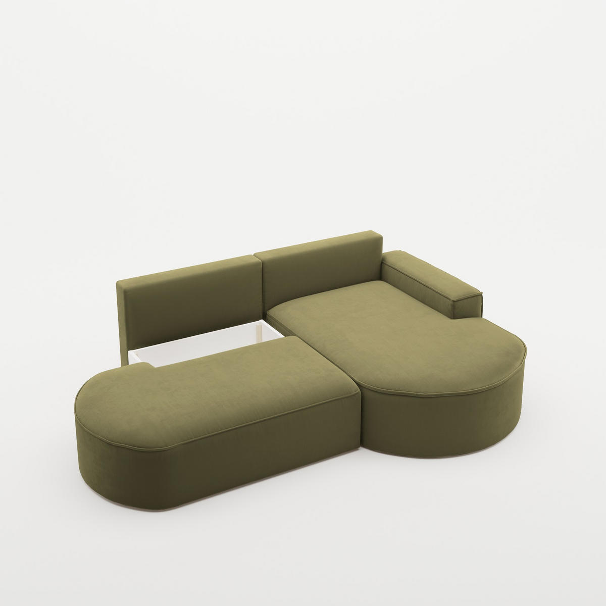ECKSOFA Modena Pro - Komfort Und Stil Stoff Salvador Olive Rechts - Hellgrün, Holz (278/179cm) - Kaiser Möbel
